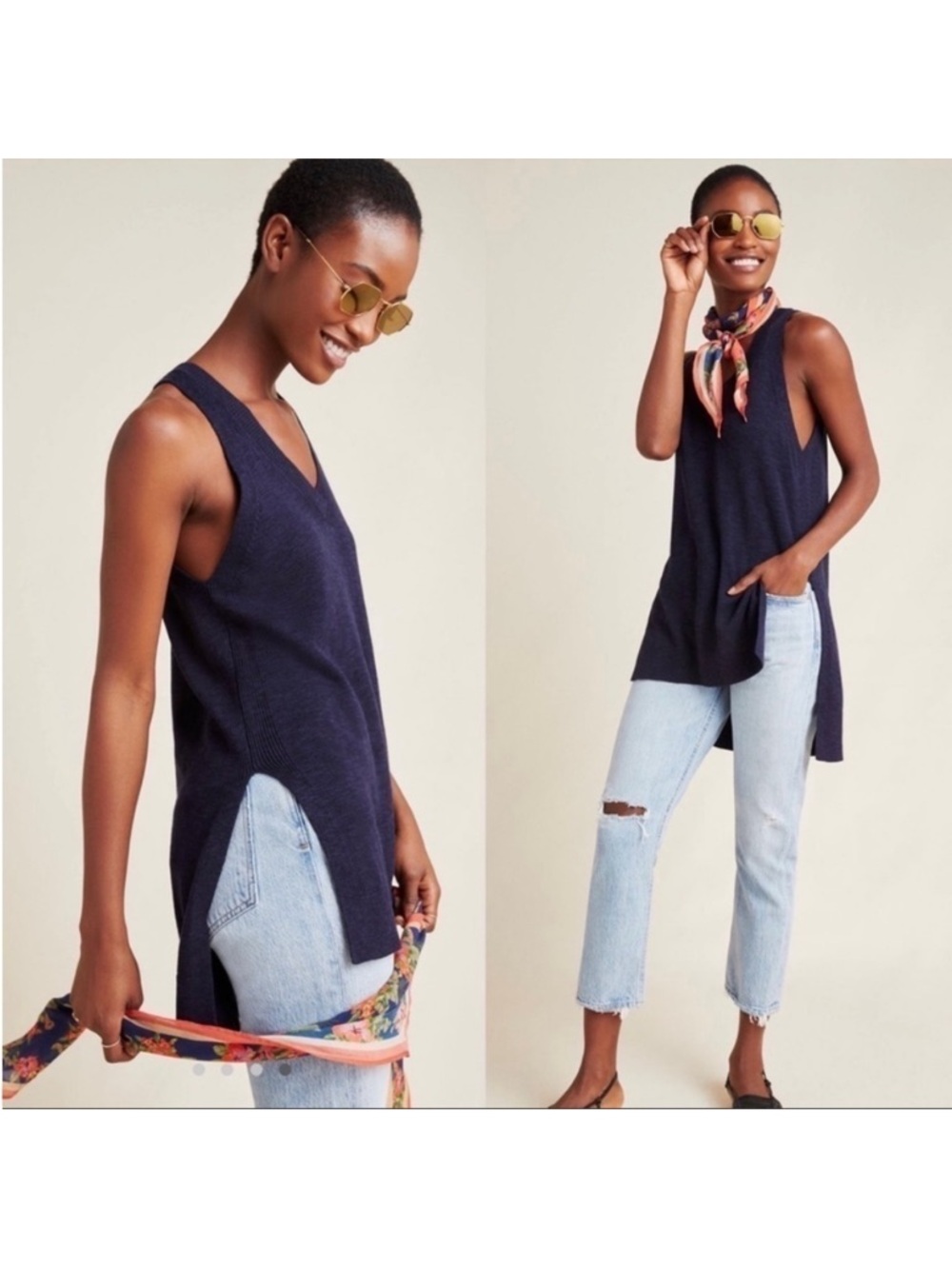 Anthropologie Desmond Deep
Blue Knit Tank Top Size
Small